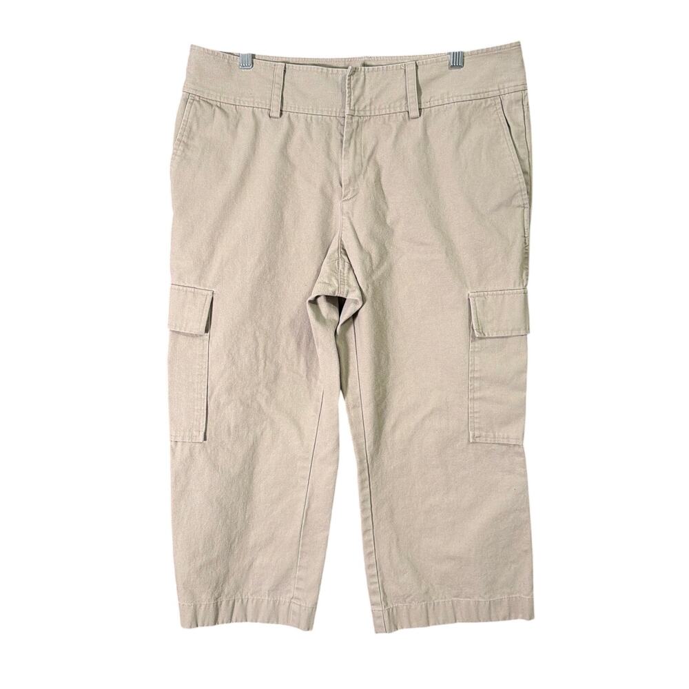 Banana Republic Womens Pants Tan Mid Rise Cargo Capris 100% Cotton 14
